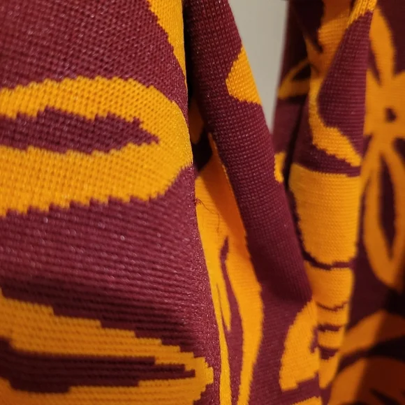 Zara Floral Wrap Crop Sweater Jacket Long Sleeve Orange Red Leaf Pattern Tie EUC - Picture 8 of 14